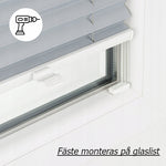 Plissegardin fäste monteras på glaslist